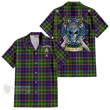 Dalrymple Tartan Hawaiian Shirt with Family Crest Celtic Skull Style Kid - Tartan Vibes Clothing