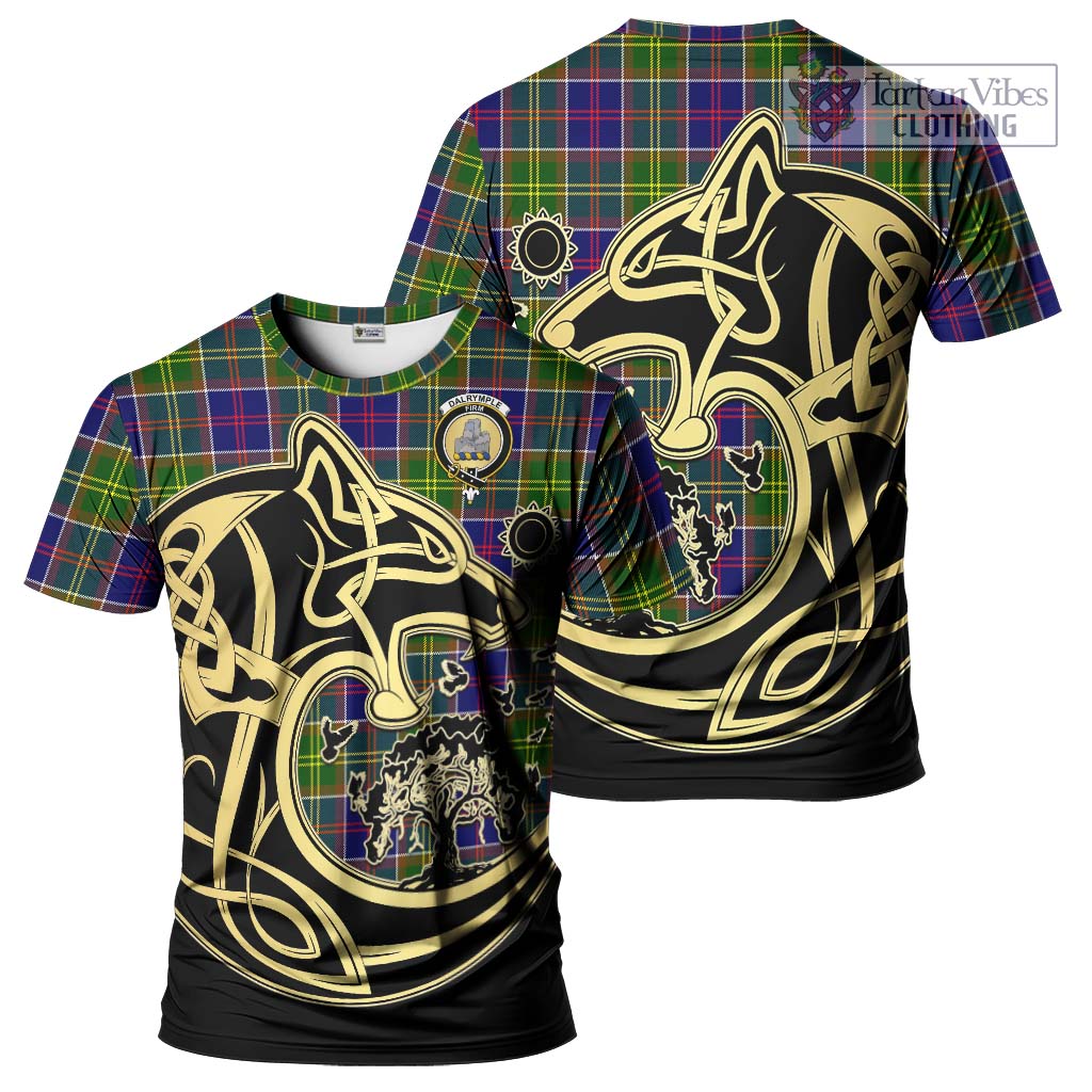 Dalrymple Tartan T-Shirt with Family Crest Celtic Wolf Style Kid's Shirt - Tartan Vibes Clothing