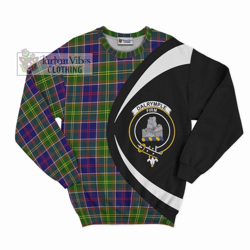 Dalrymple Tartan Sweatshirt with Family Crest Circle Style Unisex - Tartan Vibes Clothing