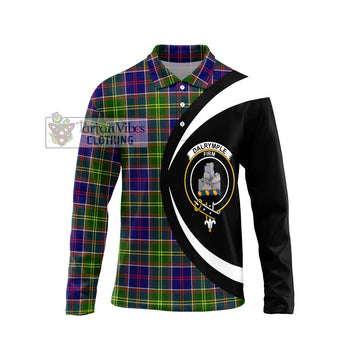Dalrymple Tartan Long Sleeve Polo Shirt with Family Crest Circle Style Unisex - Tartan Vibes Clothing