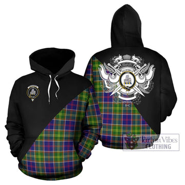 Dalrymple Tartan Hoodie with Family Crest and Military Logo Style Zip Hoodie - Tartan Vibes Clothing