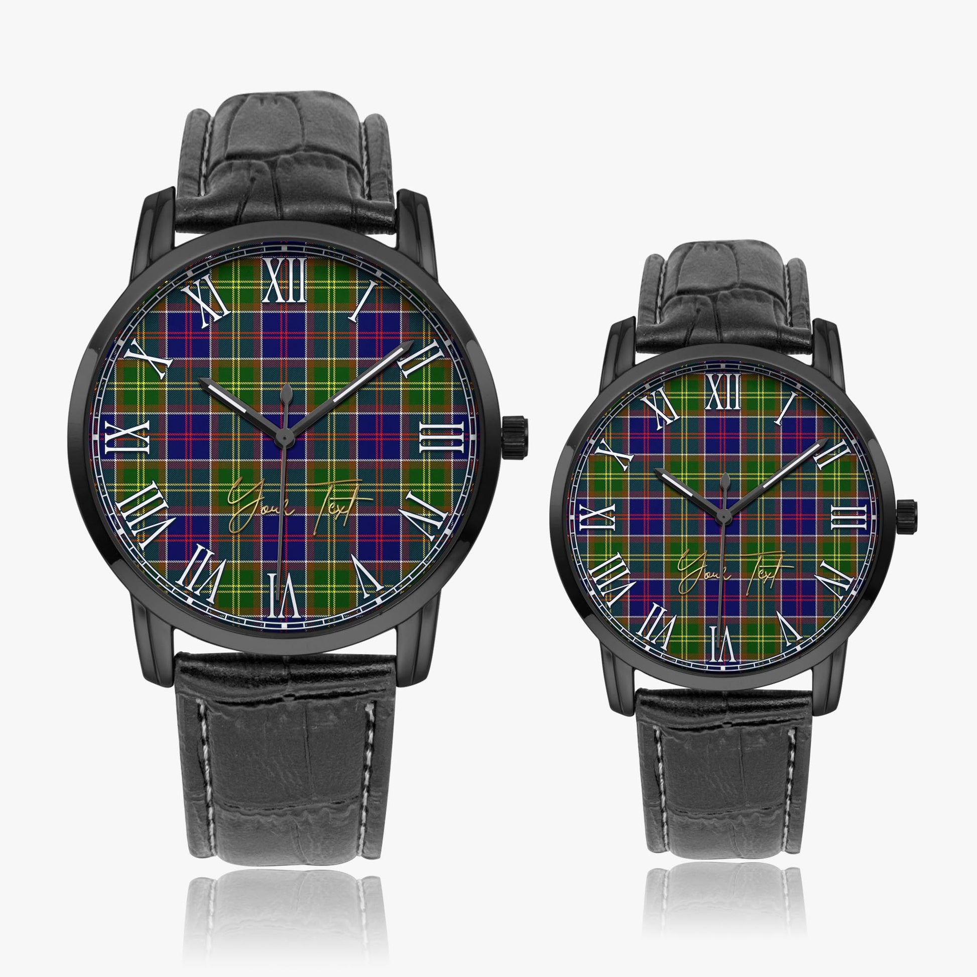 Dalrymple Tartan Personalized Your Text Leather Trap Quartz Watch Wide Type - Tartan Vibes Clothing