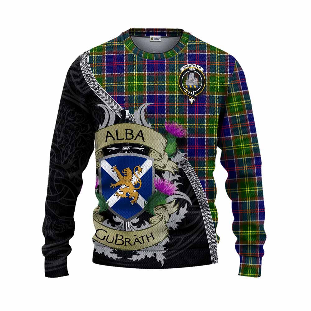 Dalrymple Tartan Family Crest Knitted Sweater Lion Rampant Royal Thistle Shield Celtic Inspired Unisex - Tartan Vibes Clothing