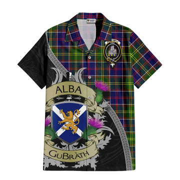Dalrymple Tartan Family Crest Hawaiian Shirt Lion Rampant Royal Thistle Shield Celtic Inspired Kid - Tartan Vibes Clothing