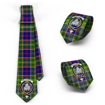 Dalrymple Tartan Classic Necktie with Family Crest