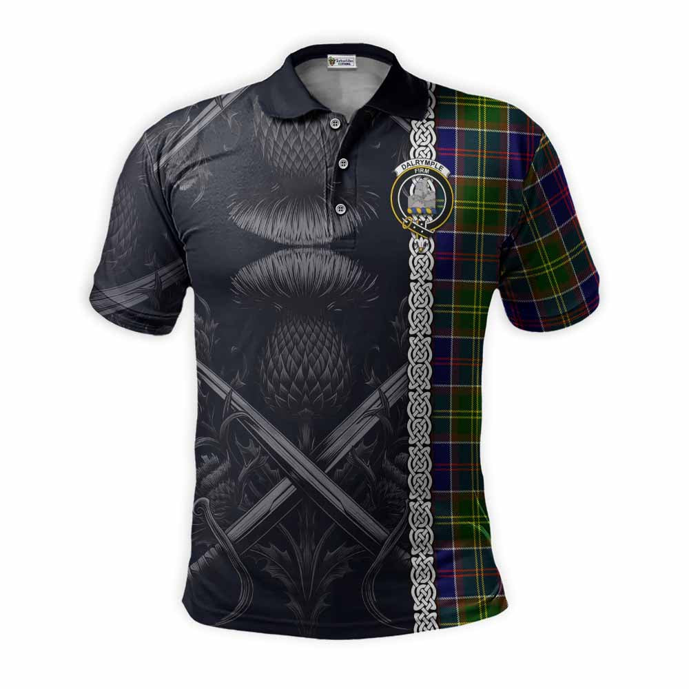 Dalrymple Tartan Polo Shirt with Family Crest Cross Sword Thistle Celtic Vibes Kid - Tartan Vibes Clothing