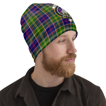 Dalrymple Tartan Beanies Hat with Family Crest