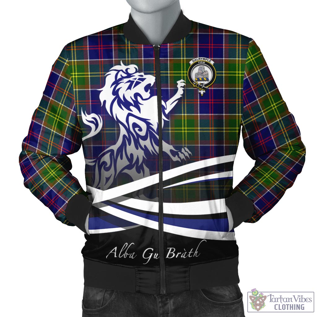 Dalrymple Tartan Bomber Jacket with Alba Gu Brath Regal Lion Emblem Unisex - Tartan Vibes Clothing