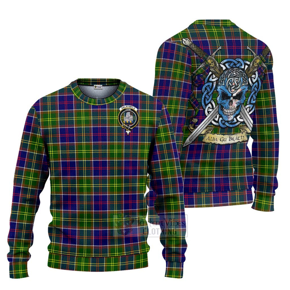 Dalrymple Tartan Ugly Sweater with Family Crest Celtic Skull Style Unisex - Tartan Vibes Clothing
