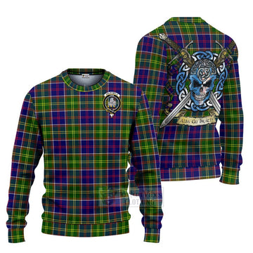 Dalrymple Tartan Ugly Sweater with Family Crest Celtic Skull Style Unisex - Tartan Vibes Clothing