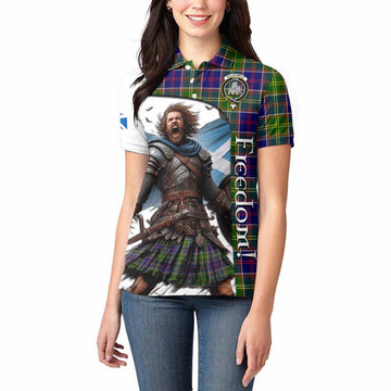 Dalrymple Crest Tartan Women's Polo Shirt Inspired by the Freedom of Scottish Warrior