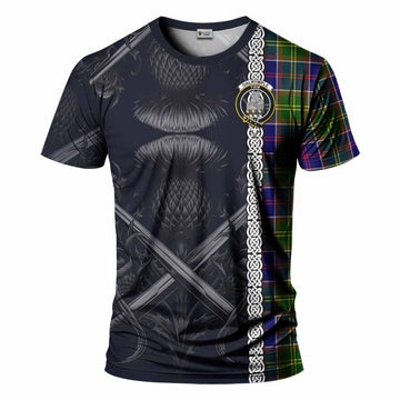 Dalrymple Tartan T-Shirt with Family Crest Cross Sword Thistle Celtic Vibes Kid's Shirt - Tartan Vibes Clothing