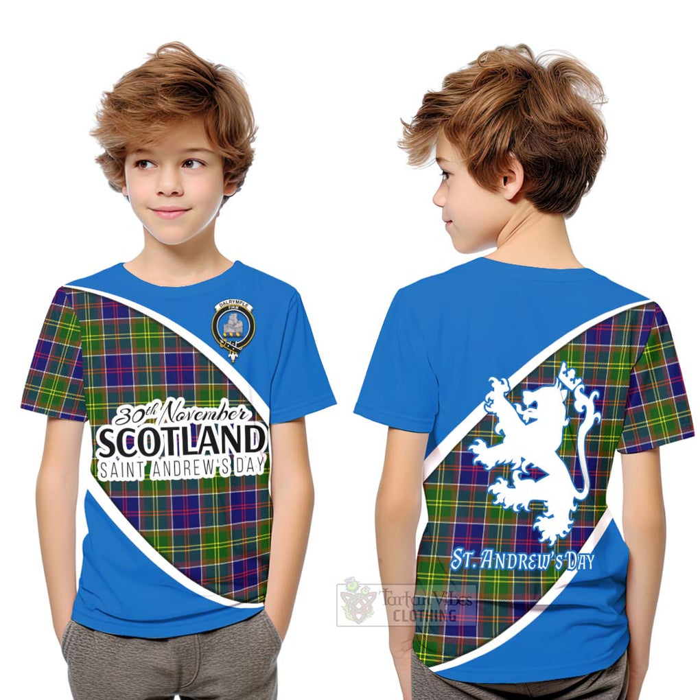 Tartan Vibes Clothing Dalrymple Family Crest Tartan Kid T-Shirt Celebrate Saint Andrew's Day in Style