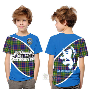 Dalrymple Family Crest Tartan Kid T-Shirt Celebrate Saint Andrew's Day in Style