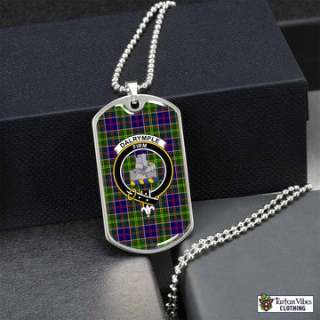 Tartan Vibes Clothing Dalrymple Tartan Dog Tag Necklace with Family Crest