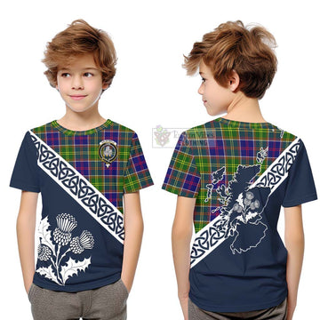 Dalrymple Tartan Kid T-Shirt Featuring Thistle and Scotland Map Youth XL Size14 - Tartan Vibes Clothing