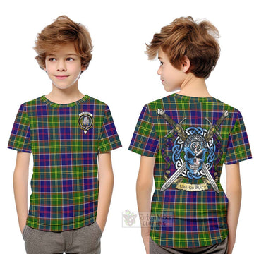 Dalrymple Tartan Kid T-Shirt with Family Crest Celtic Skull Style Youth XL Size14 - Tartan Vibes Clothing