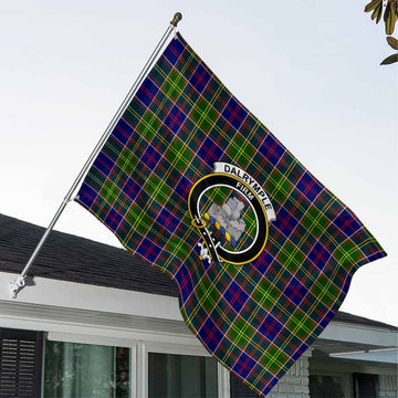 Tartan Vibes Clothing Dalrymple Tartan House Flag with Family Crest