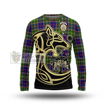 Dalrymple Tartan Long Sleeve T-Shirt with Family Crest Celtic Wolf Style Unisex - Tartan Vibes Clothing