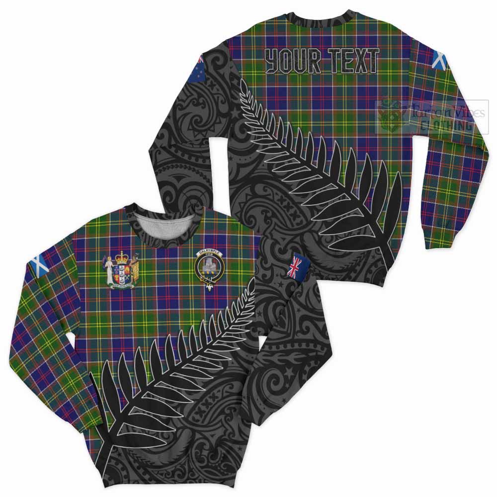 Tartan Vibes Clothing Dalrymple Crest Tartan Sweatshirt with New Zealand Silver Fern Half Style