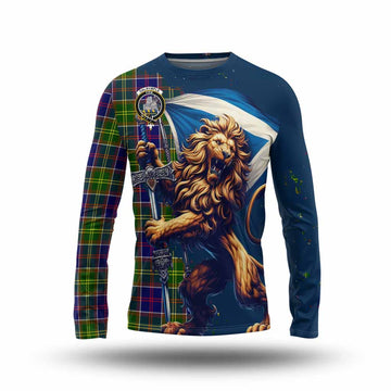 Dalrymple Tartan Family Crest Long Sleeve T-Shirt with Scottish Majestic Lion Unisex - Tartan Vibes Clothing