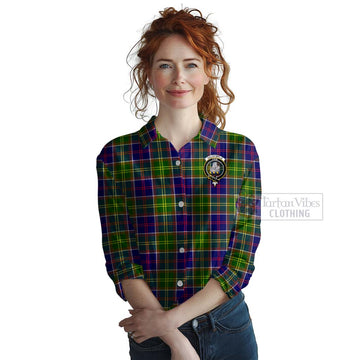 Dalrymple Tartan Women's Casual Shirt with Family Crest Celtic Skull Style Female - Tartan Vibes Clothing