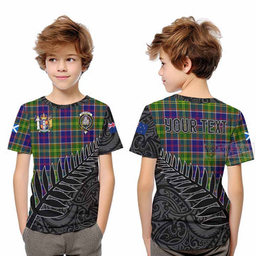 Dalrymple Crest Tartan Kid T-Shirt with New Zealand Silver Fern Half Style