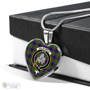 Dalrymple Tartan Heart Necklace with Family Crest Luxury Necklace (Silver) No - Tartan Vibes Clothing
