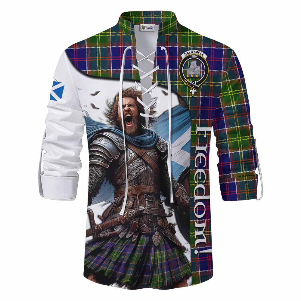 Tartan Vibes Clothing Dalrymple Crest Tartan Ghillie Kilt Shirt Inspired by the Freedom of Scottish Warrior