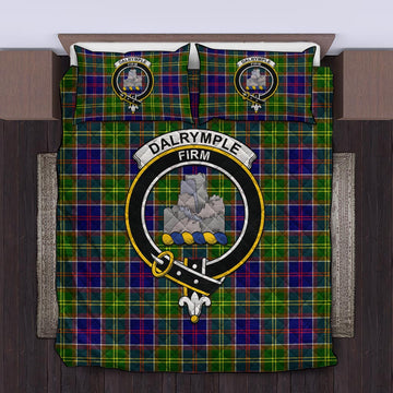 Dalrymple Tartan Quilt Bed Set with Family Crest King - Tartan Vibes Clothing