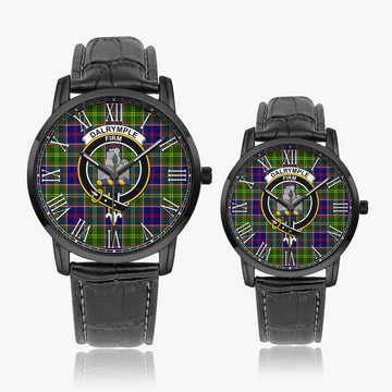 Dalrymple Tartan Family Crest Leather Strap Quartz Watch Wide Type - Tartan Vibes Clothing
