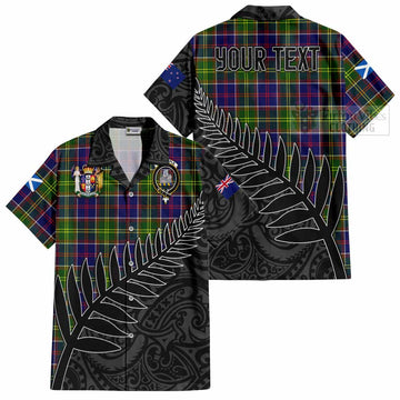 Dalrymple Crest Tartan Hawaiian Shirt with New Zealand Silver Fern Half Style