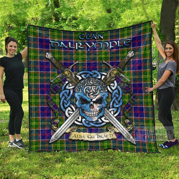 Dalrymple Tartan Quilt with Celtic Skull Alba Gu Brath Style Super King Quilt 91" x 110" - Tartan Vibes Clothing