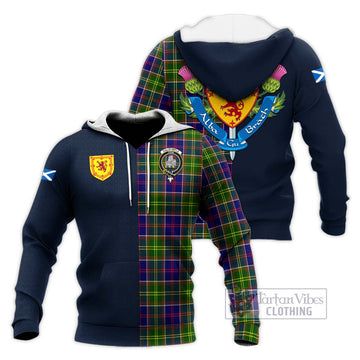 Dalrymple Tartan Knitted Hoodie Alba with Scottish Lion Royal Arm Half Style Unisex Knitted Pullover Hoodie - Tartan Vibes Clothing