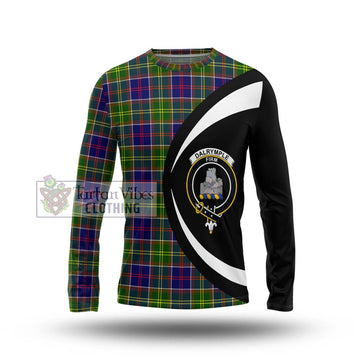 Dalrymple Tartan Long Sleeve T-Shirt with Family Crest Circle Style Unisex - Tartan Vibes Clothing