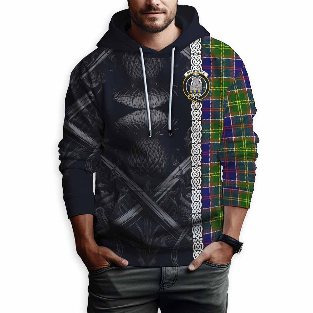 Dalrymple Tartan Hoodie with Family Crest Cross Sword Thistle Celtic Vibes Pullover Hoodie - Tartan Vibes Clothing
