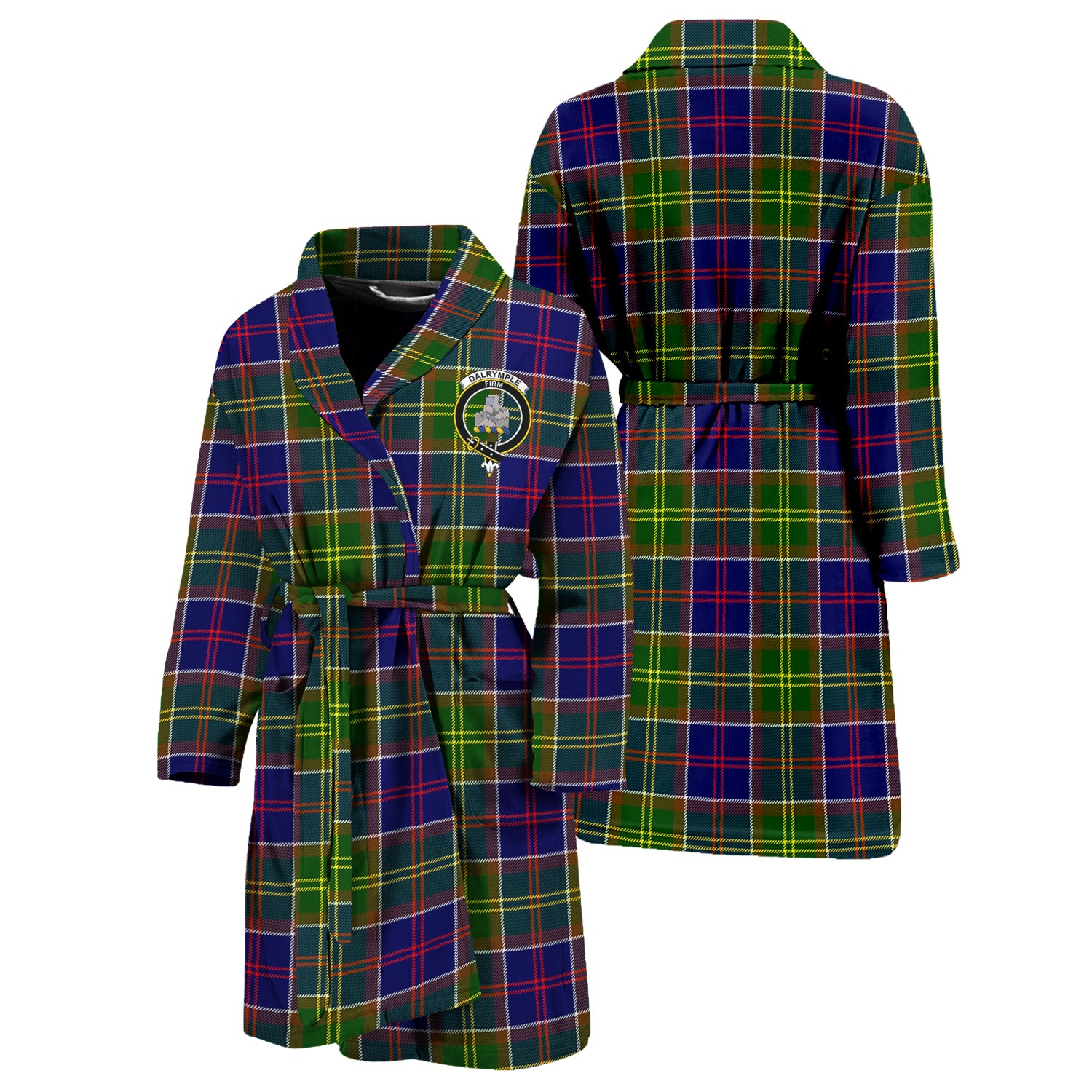 Dalrymple Tartan Bathrobe with Family Crest Unisex S - Tartan Vibes Clothing