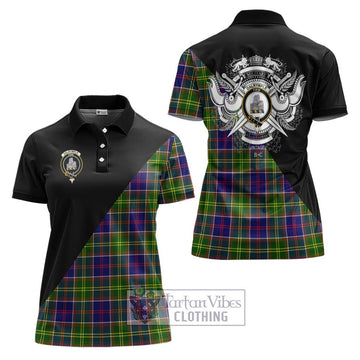 Dalrymple Tartan Women's Polo Shirt with Family Crest and Military Logo Style Women - Tartan Vibes Clothing
