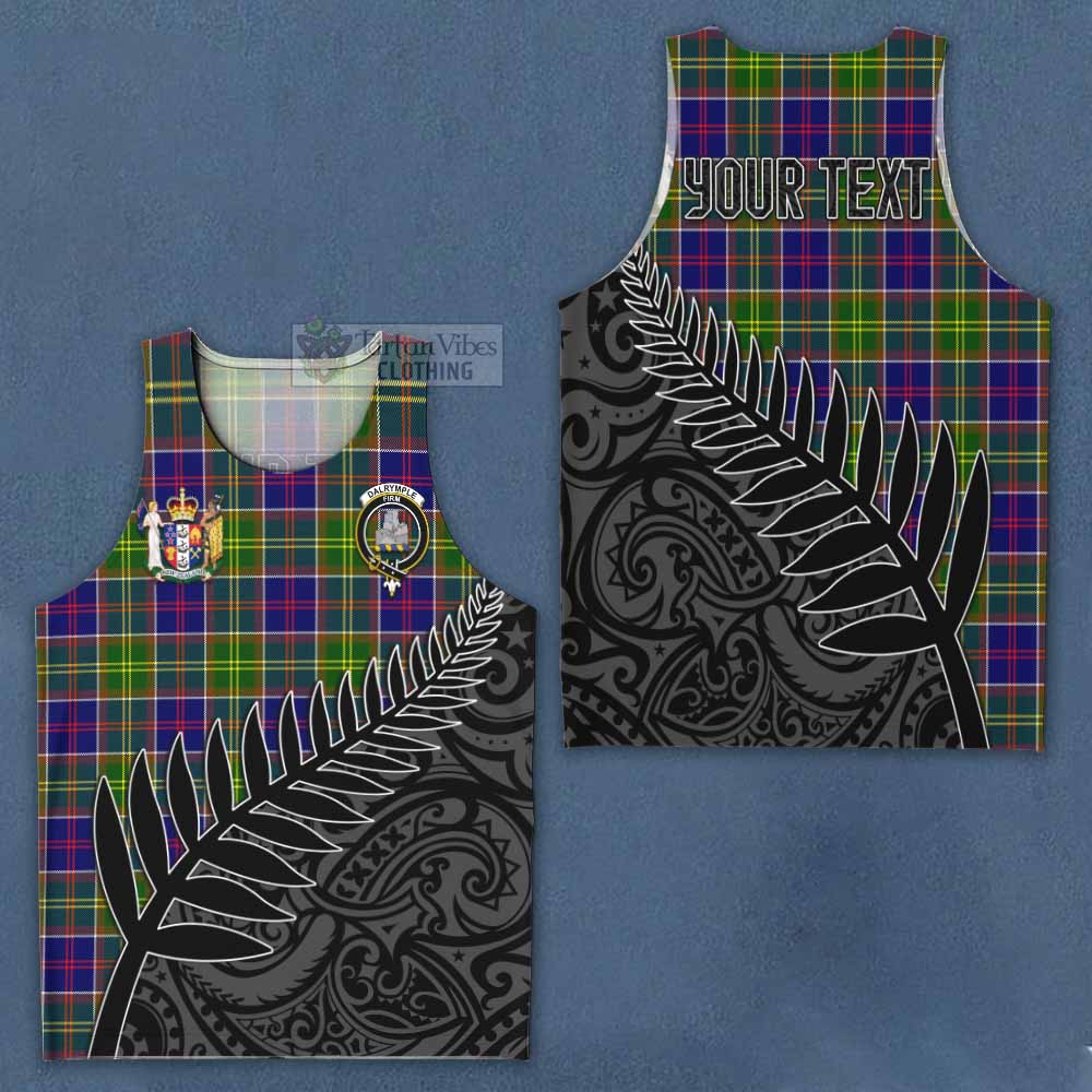 Tartan Vibes Clothing Dalrymple Crest Tartan Men's Tank Top with New Zealand Silver Fern Half Style