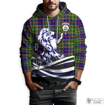 Dalrymple Tartan Hoodie with Alba Gu Brath Regal Lion Emblem Zip Hoodie - Tartan Vibes Clothing