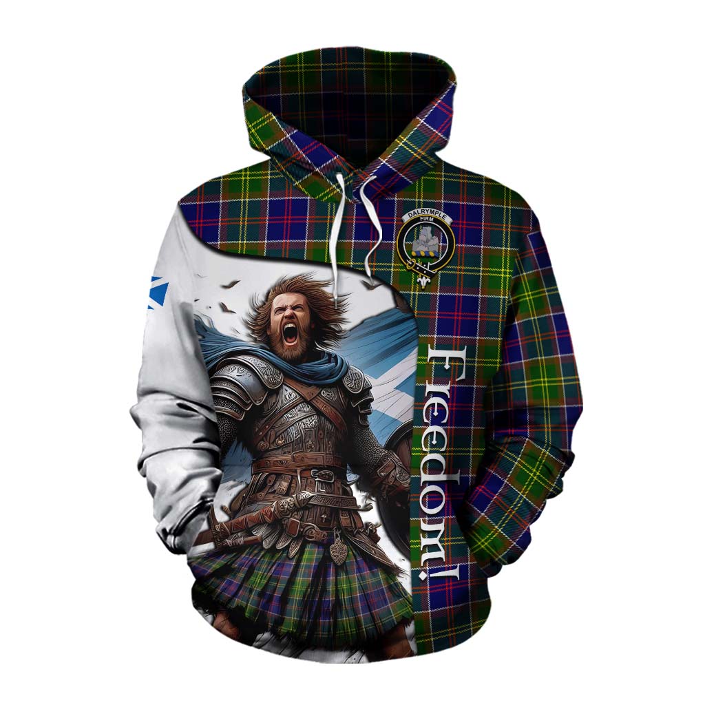 Tartan Vibes Clothing Dalrymple Crest Tartan Cotton Hoodie Inspired by the Freedom of Scottish Warrior