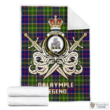 Dalrymple Tartan Blanket with Clan Crest and the Golden Sword of Courageous Legacy - Tartan Vibes Clothing