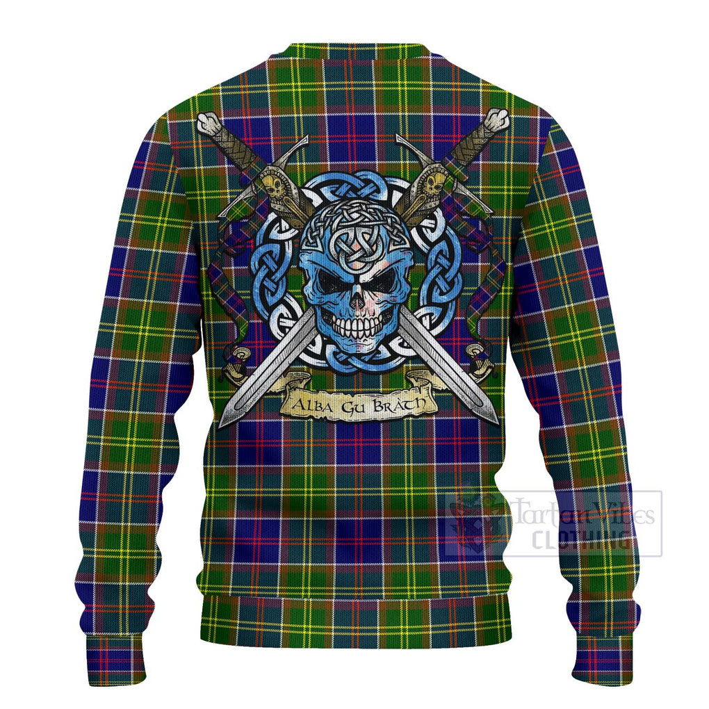 Dalrymple Tartan Ugly Sweater with Family Crest Celtic Skull Style - Tartan Vibes Clothing