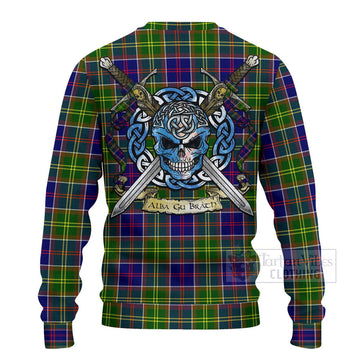 Dalrymple Tartan Ugly Sweater with Family Crest Celtic Skull Style - Tartan Vibes Clothing