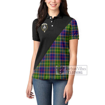 Dalrymple Tartan Women's Polo Shirt with Family Crest and Military Logo Style - Tartan Vibes Clothing