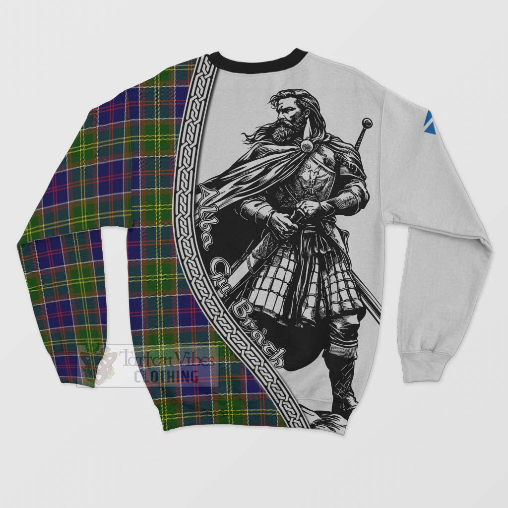 Dalrymple Tartan Clan Crest Sweatshirt with Highlander Warrior Celtic Style - Tartan Vibes Clothing