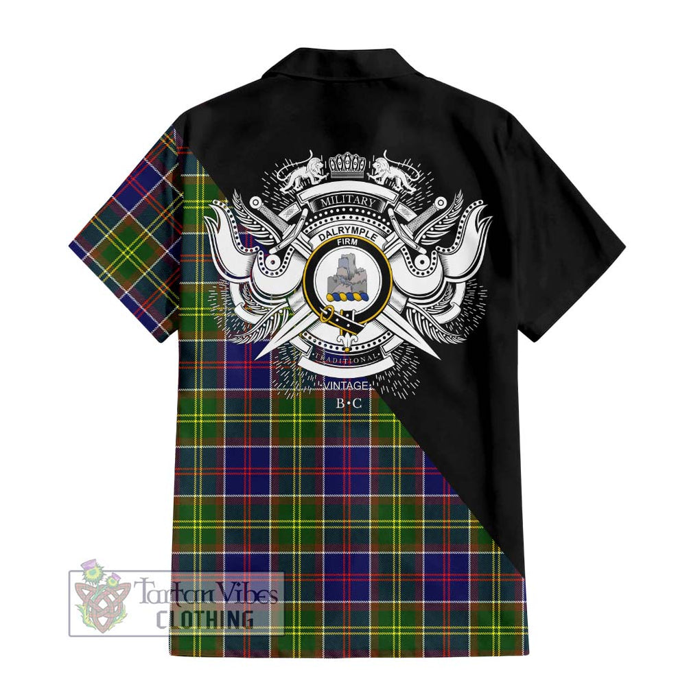 Dalrymple Tartan Hawaiian Shirt with Family Crest and Military Logo Style - Tartan Vibes Clothing