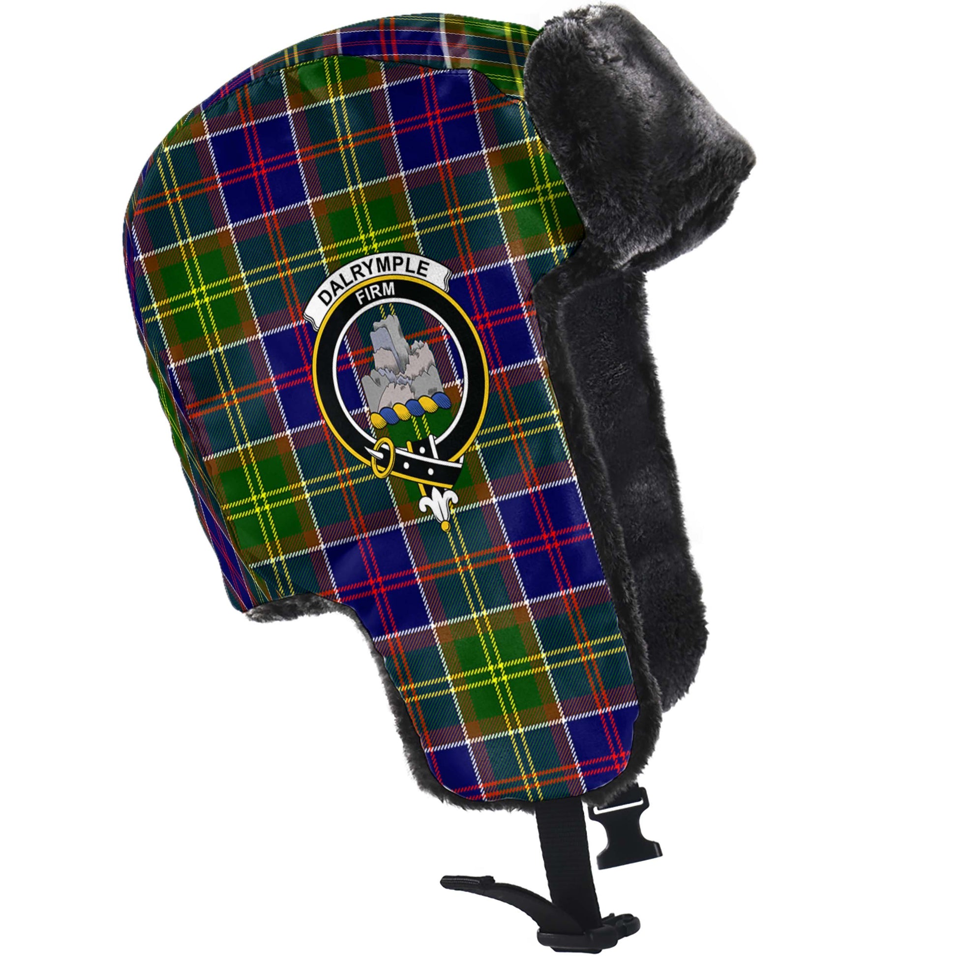 Dalrymple Tartan Winter Trapper Hat with Family Crest - Tartan Vibes Clothing