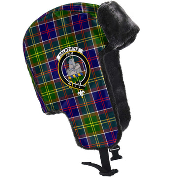 Dalrymple Tartan Winter Trapper Hat with Family Crest - Tartan Vibes Clothing