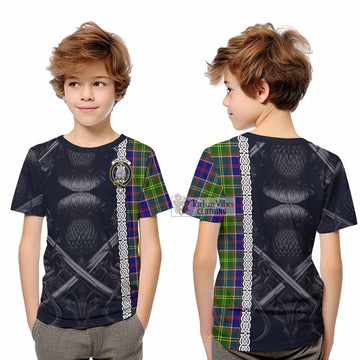 Dalrymple Tartan Kid T-Shirt with Family Crest Cross Sword Thistle Celtic Vibes - Tartan Vibes Clothing